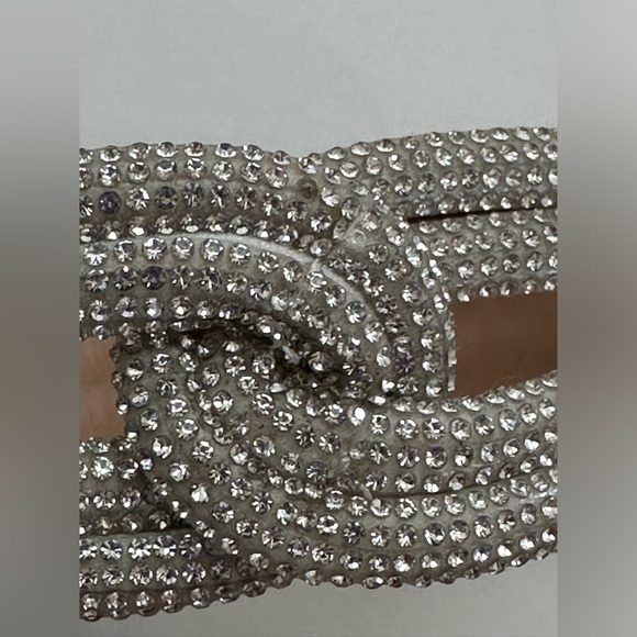 Lulu’s Celines White Satin Rhinestone Pointed-Toe Mule Pumps Size 7 - Picture 9 of 9